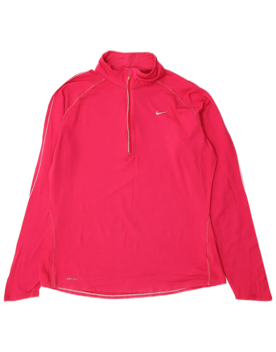 Nike Damen Dri Fit Zip Neck Pullover Trainingsanzug Top UK 16 Large Pink Nylon