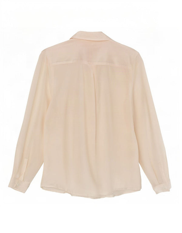 Vintage Damen Hemdbluse UK 12 Medium Off White Seide