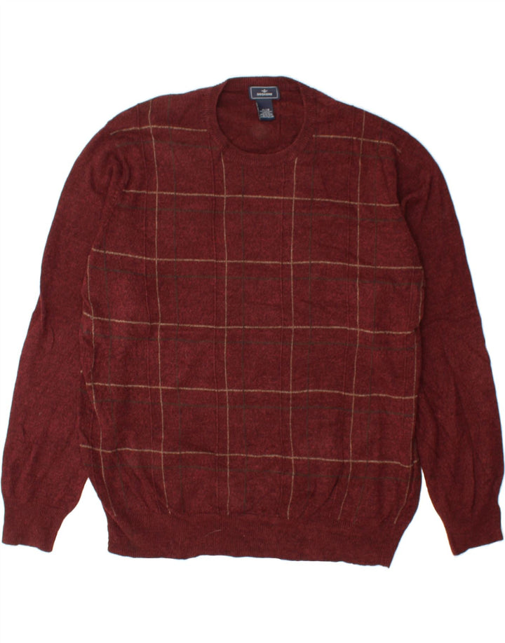 DOCKERS Mens Crew Neck Jumper Sweater XL Red Check Acrylic Vintage Dockers and Second-Hand Dockers from Messina Hembry 