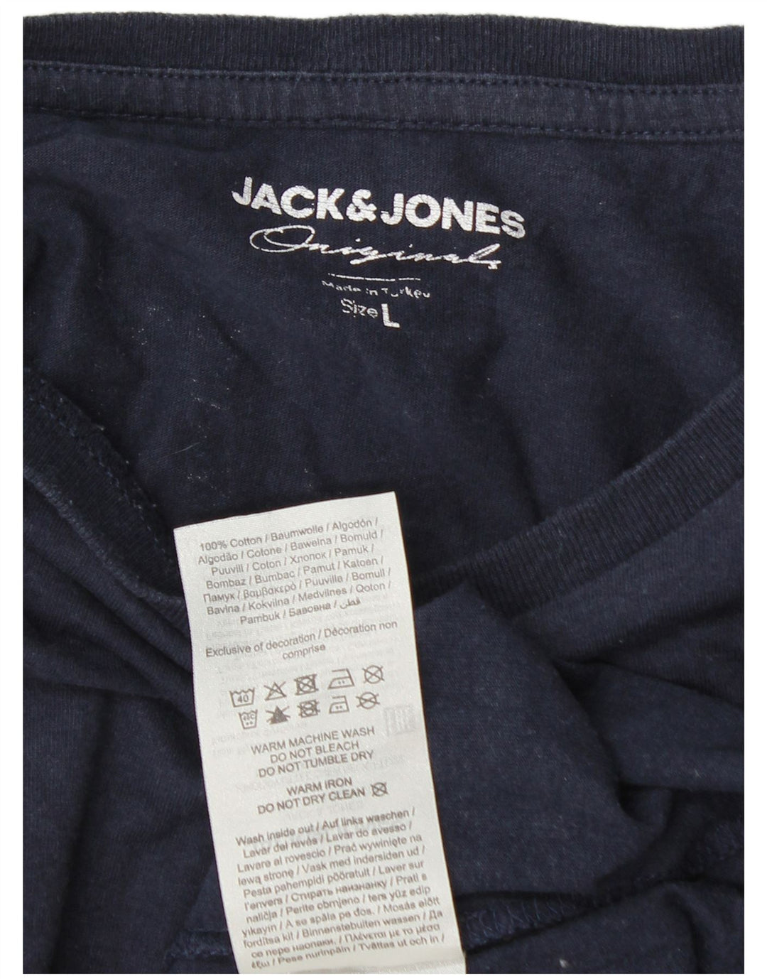 Jack & Jones Herren-Oberteil mit Grafik, langärmelig, groß, marineblau, Baumwolle