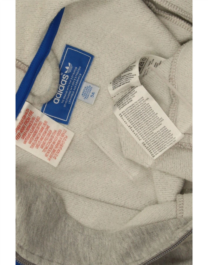 Adidas Jungen-Kapuzenpullover mit Reißverschluss, 4–5 Jahre, graue Baumwolle