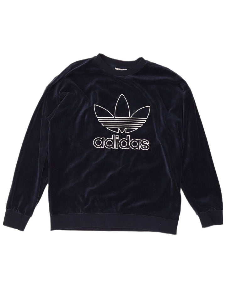ADIDAS Damen-Sweatshirt in Übergröße mit Grafik, UK 12, mittelmarineblau
