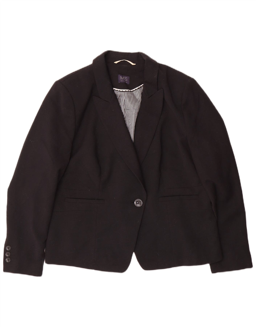 Marks & Spencer Damen 1-Knopf-Blazerjacke UK 20 2XL Schwarz Polyester