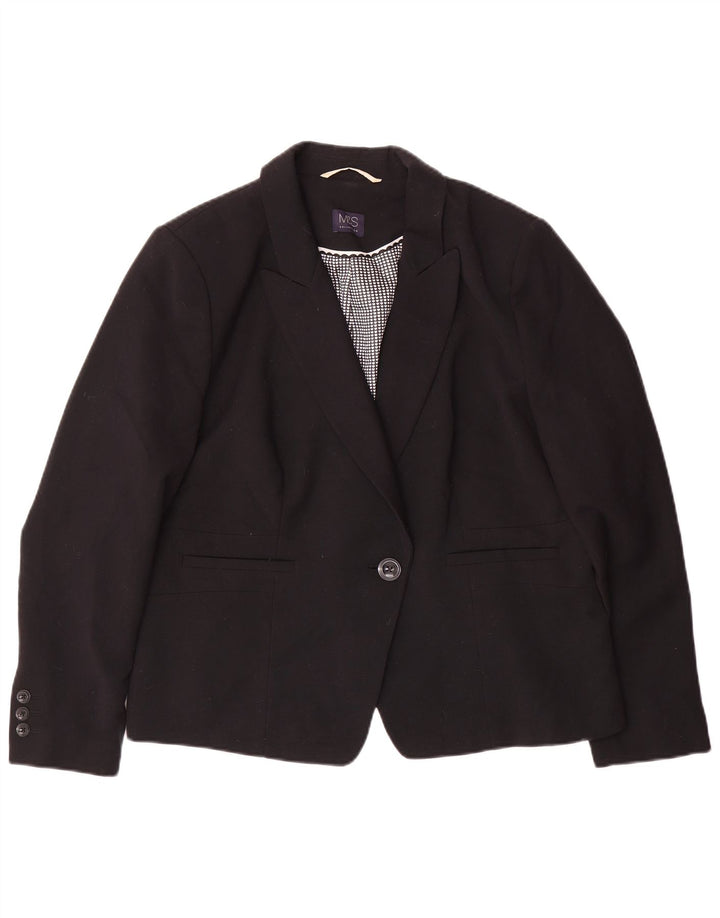 Marks & Spencer Damen 1-Knopf-Blazerjacke UK 20 2XL Schwarz Polyester