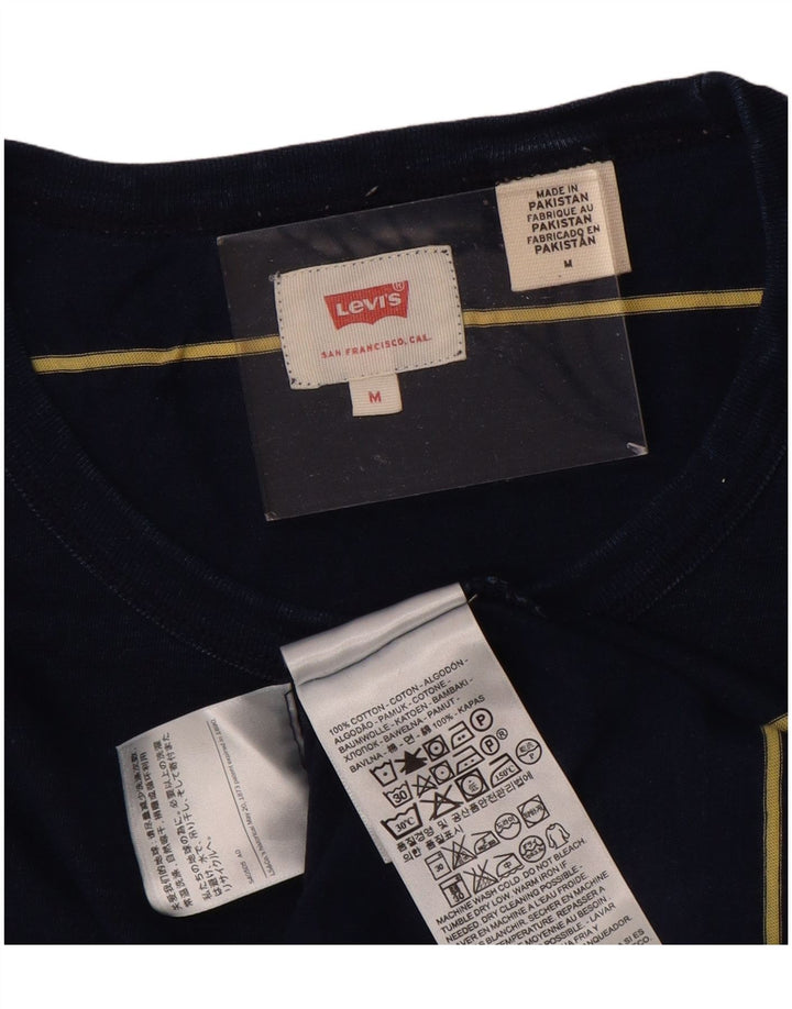 LEVI'S Mens T-Shirt Top Medium Navy Blue Striped Cotton