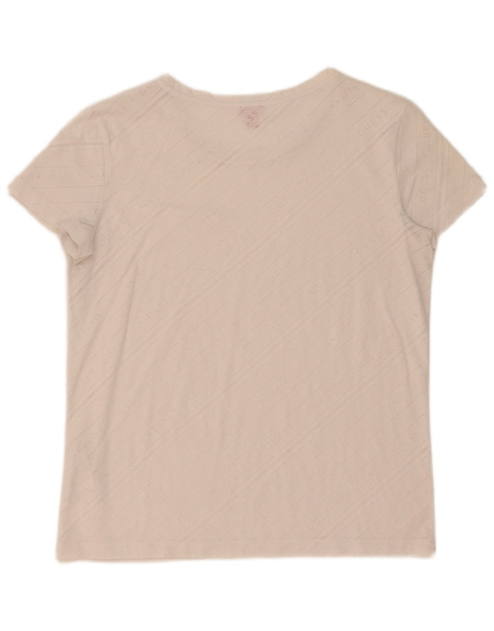 Guess Grafik-T-Shirt für Damen, UK 10, Größe S, gebrochenes Weiß