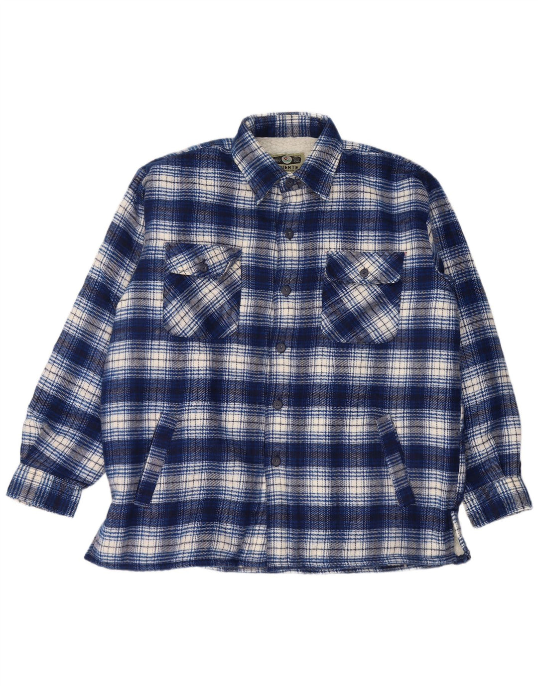 Vintage Herren Holzfäller-Flanellhemd, groß, blau kariert, Acryl