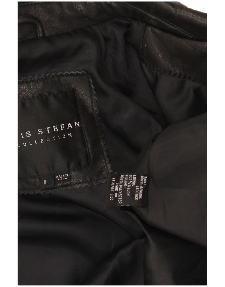VINTAGE Damen Lederjacke UK 16 Großes schwarzes Leder