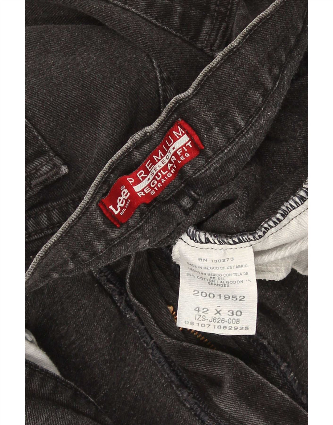 Lee Herren-Jeans mit normaler Passform, gerade Passform, W42, L30, schwarze Baumwolle