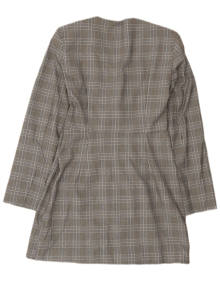 Zara Damen Etuikleid UK 14 Large Graues Hahnentritt-Polyester