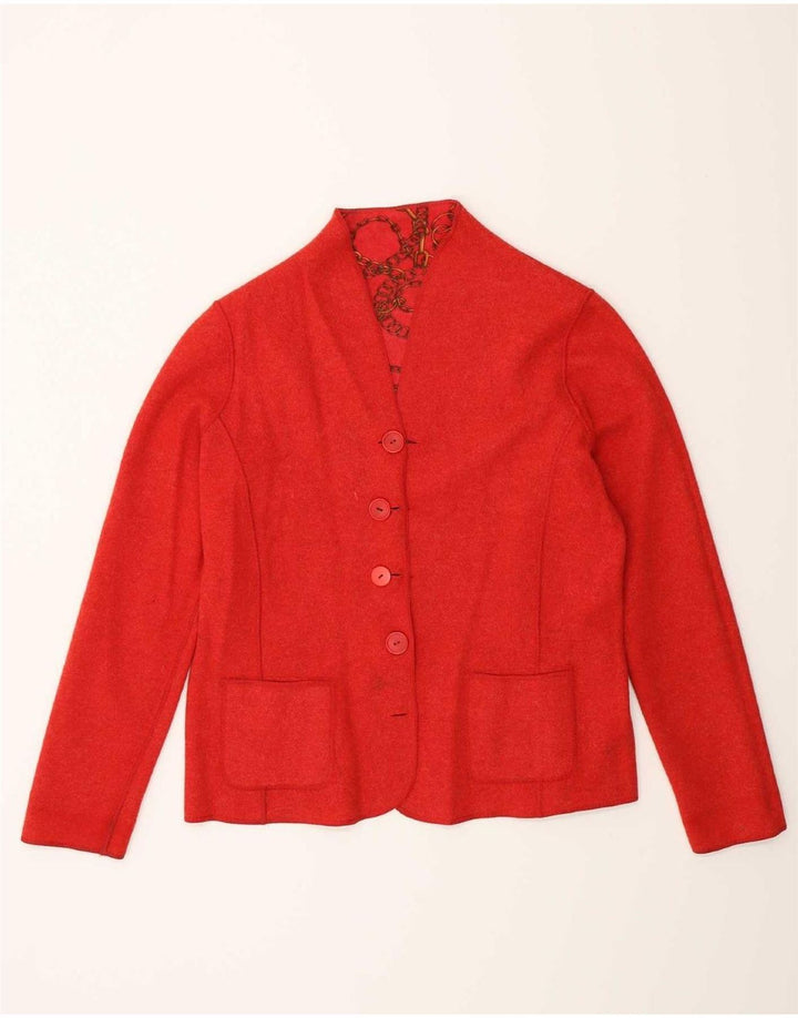 Vintage Damen-Blazer mit abstraktem Muster, wendbar, Gr. 14, Mittelrot