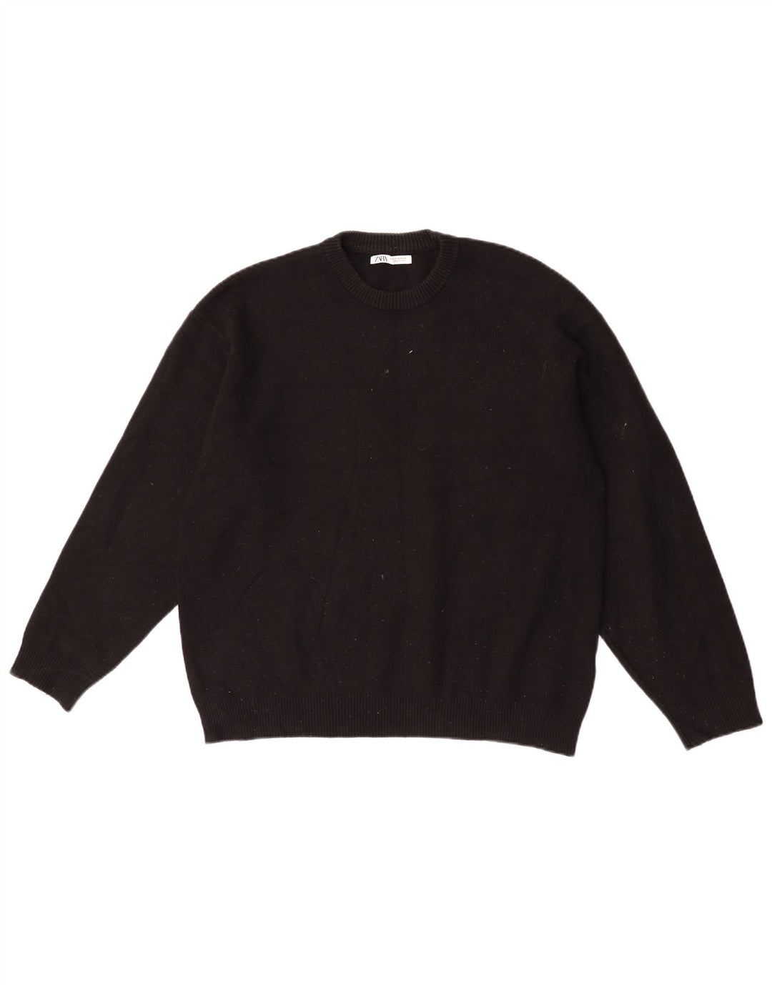 Zara Herren-Pullover mit Rundhalsausschnitt, mittlere schwarze Viskose