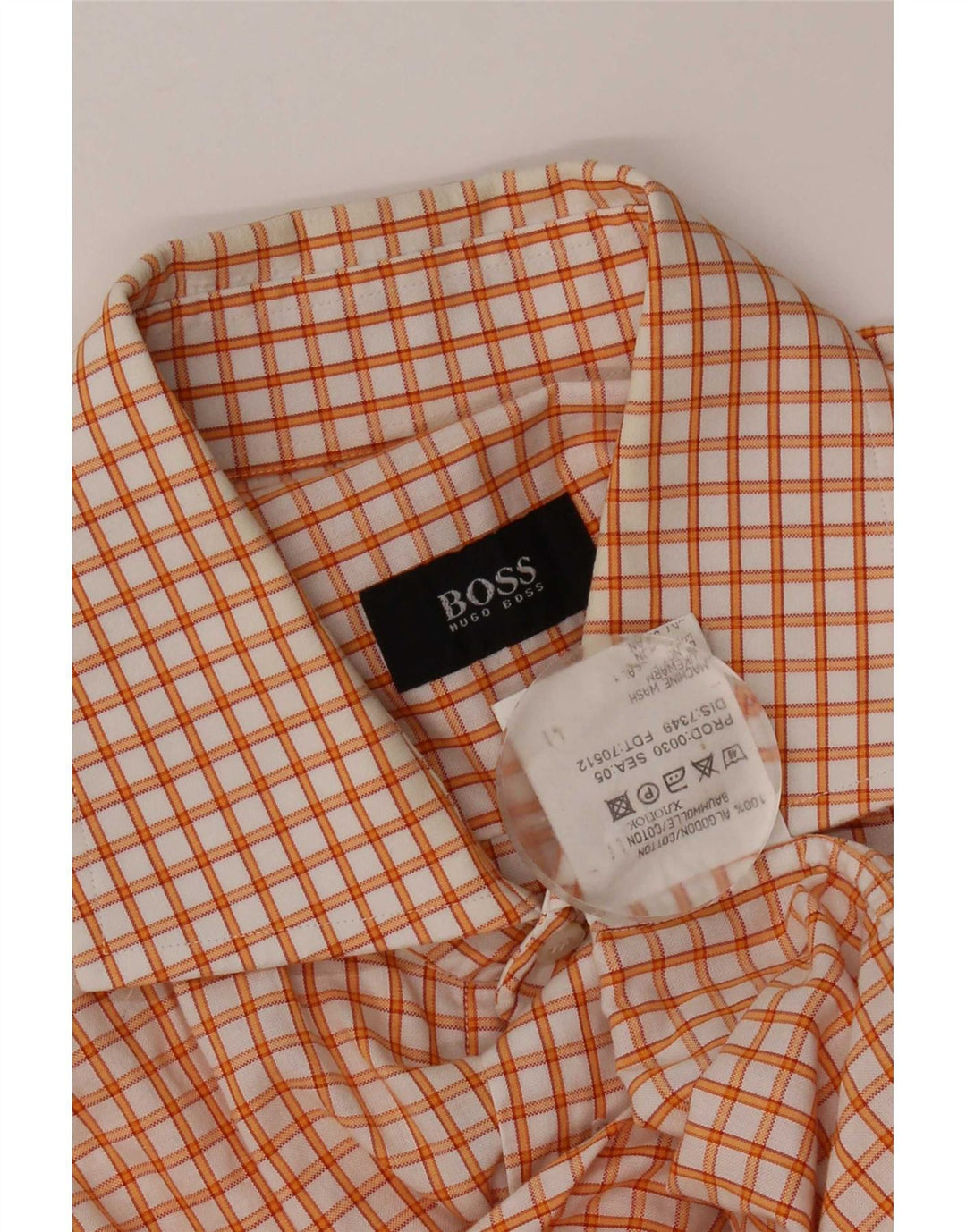 Hugo Boss Herrenhemd Mittelorange karierte Baumwolle