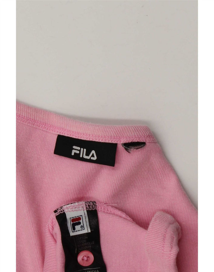 Fila Damen T-Shirt Top UK 14 Mittelrosa Baumwolle
