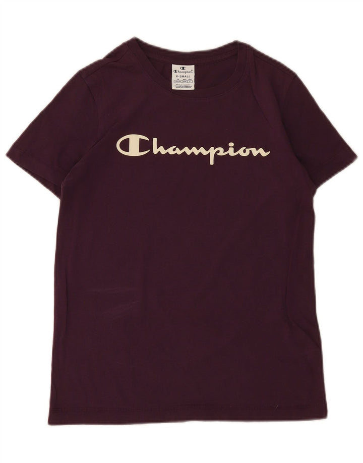 Champion Damen Grafik-T-Shirt-Oberteil UK 6 XS Lila Baumwolle