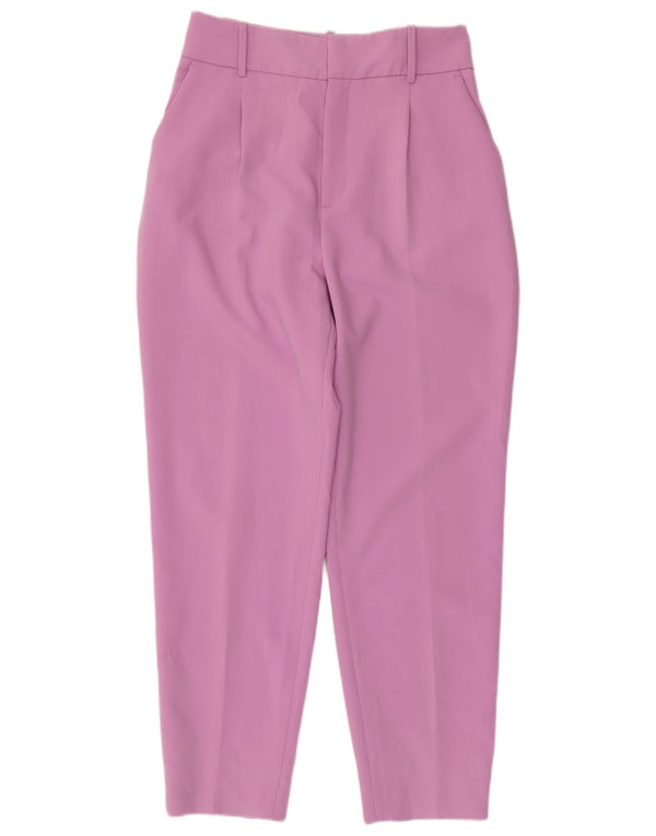 Zara Womens High Waist Pegged Chino Trousers Medium W28 L27 Purple