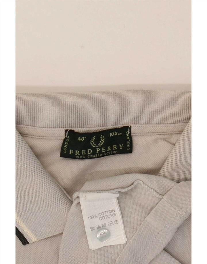 Fred Perry Herren-Poloshirt, klein, grau gestreift, Baumwolle