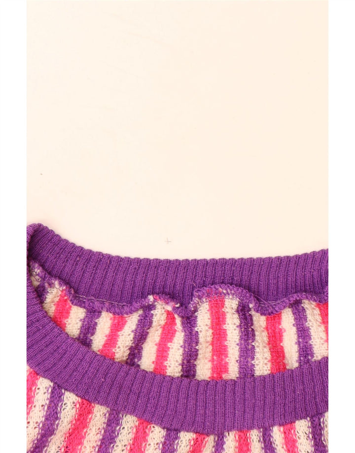 VINTAGE Damen-Pullover mit U-Boot-Ausschnitt, Gr. 14, groß, mehrfarbig gestreift