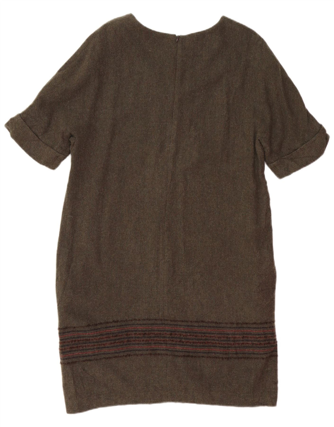 MASSIMO DUTTI Damen Etuikleid UK 14 Große Khaki-gestreifte Wolle