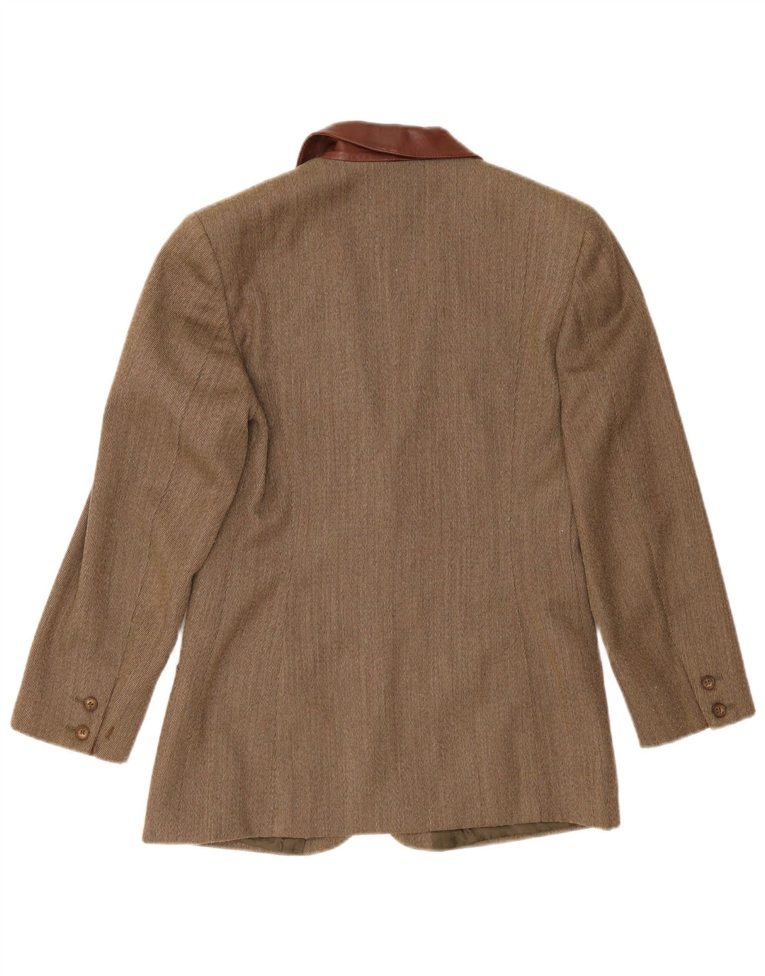 Vintage Damen 2-Knopf-Blazerjacke UK 14 Medium Khaki Herringbone