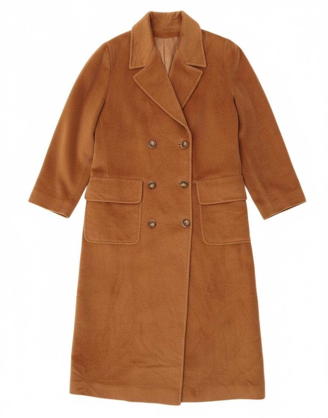 Piacenza Damen Zweireihiger Mantel UK 14 Große braune Wolle