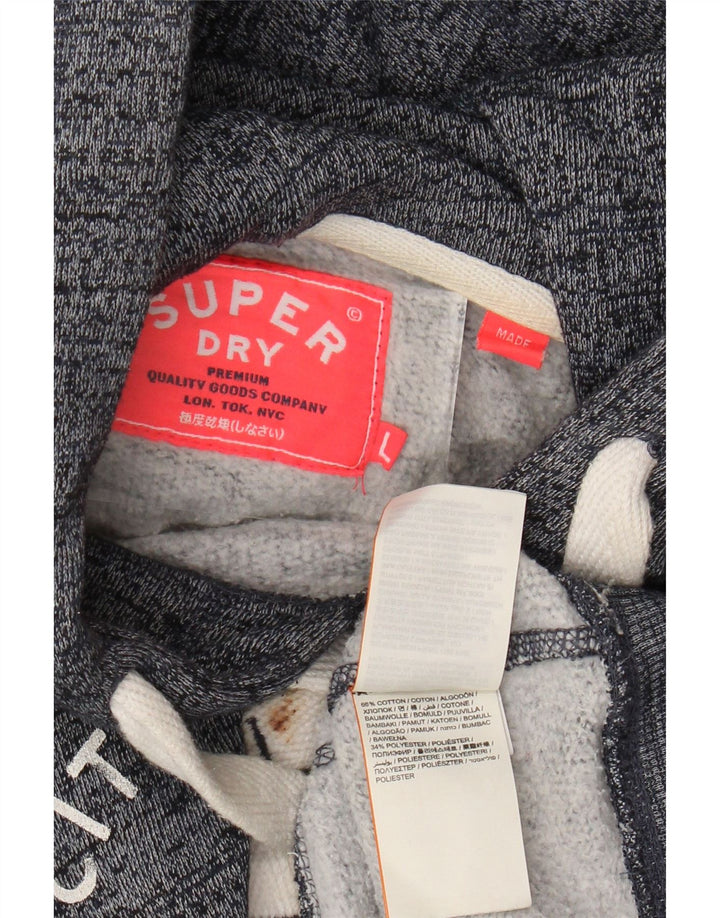 SUPERDRY Damen Bronx Graphic Hoodie Pullover UK 16 Large Grau meliert