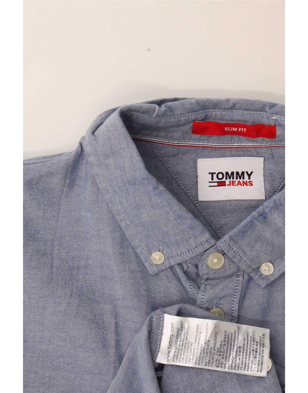 Tommy Hilfiger Herren-Slim-Fit-Hemd, groß, aus blauer Baumwolle