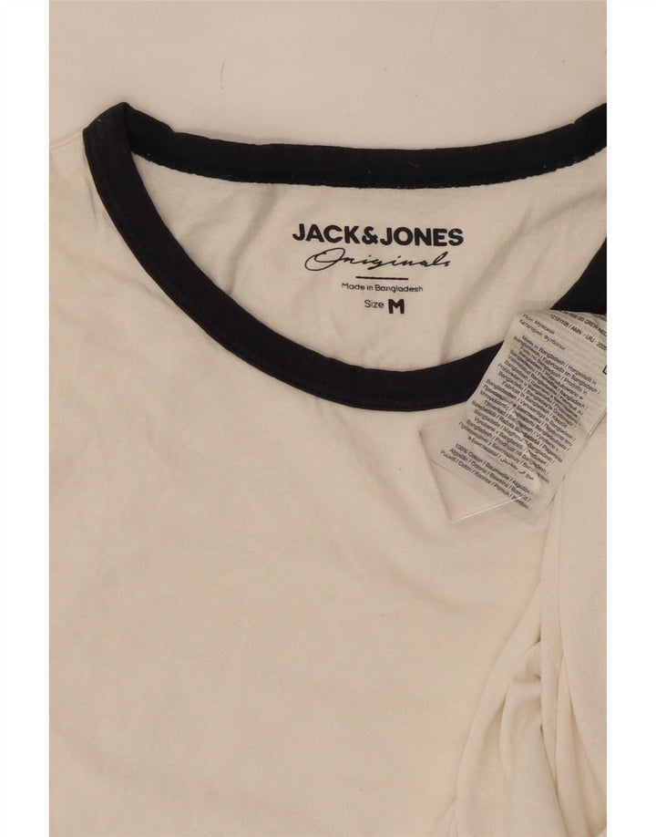 Jack & Jones Herren-T-Shirt-Oberteil aus mittelweißer, gestreifter Baumwolle