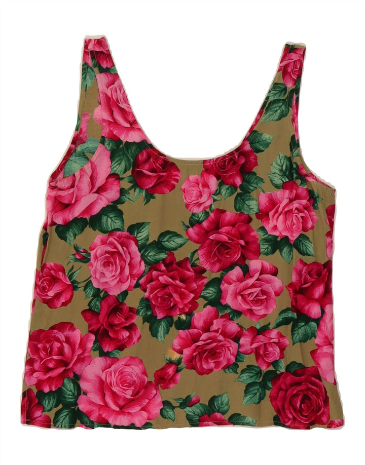 VINTAGE Womens Sleeveless Blouse Top UK 14 Medium Multicoloured Floral Vintage Vintage and Second-Hand Vintage from Messina Hembry 