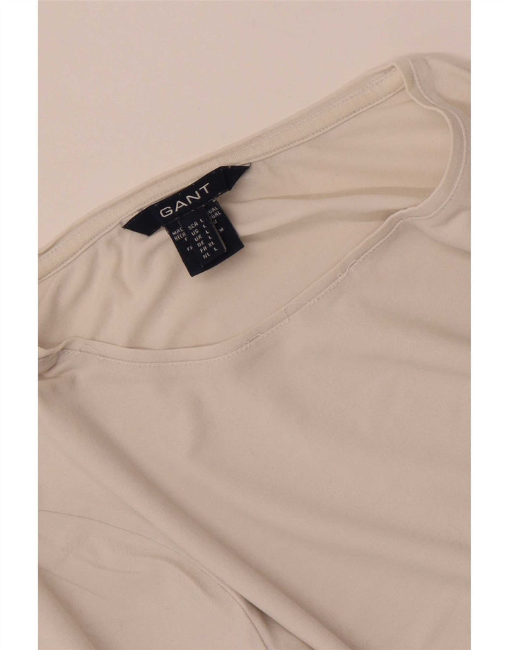 Gant Damen Top Langarm UK 14 Large Weiße Baumwolle