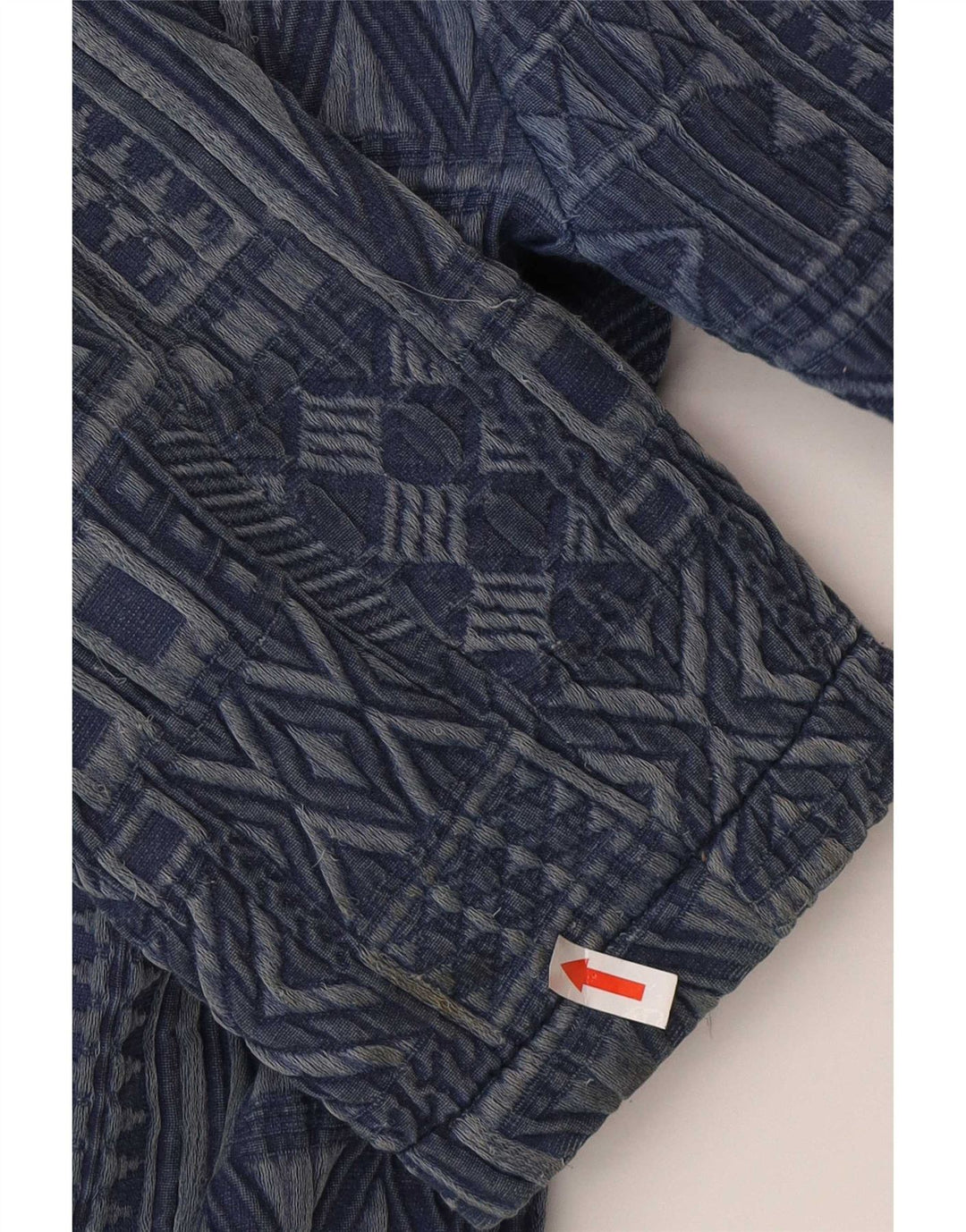 Zara Womens Open Overcoat UK 16 Large Marineblaue geometrische Baumwolle