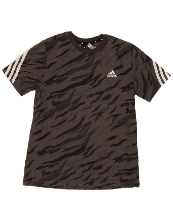 Adidas T-Shirt für Jungen, 13–14 Jahre, grau, Baumwolle mit Animal-Print