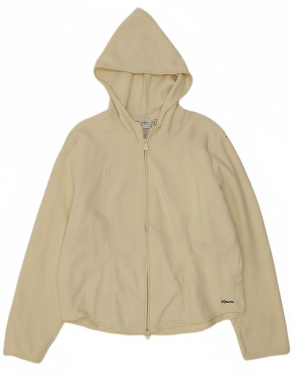 Calvin Klein Jeans Damen Kapuzen-Fleecejacke UK 18 XL Off White Polyester