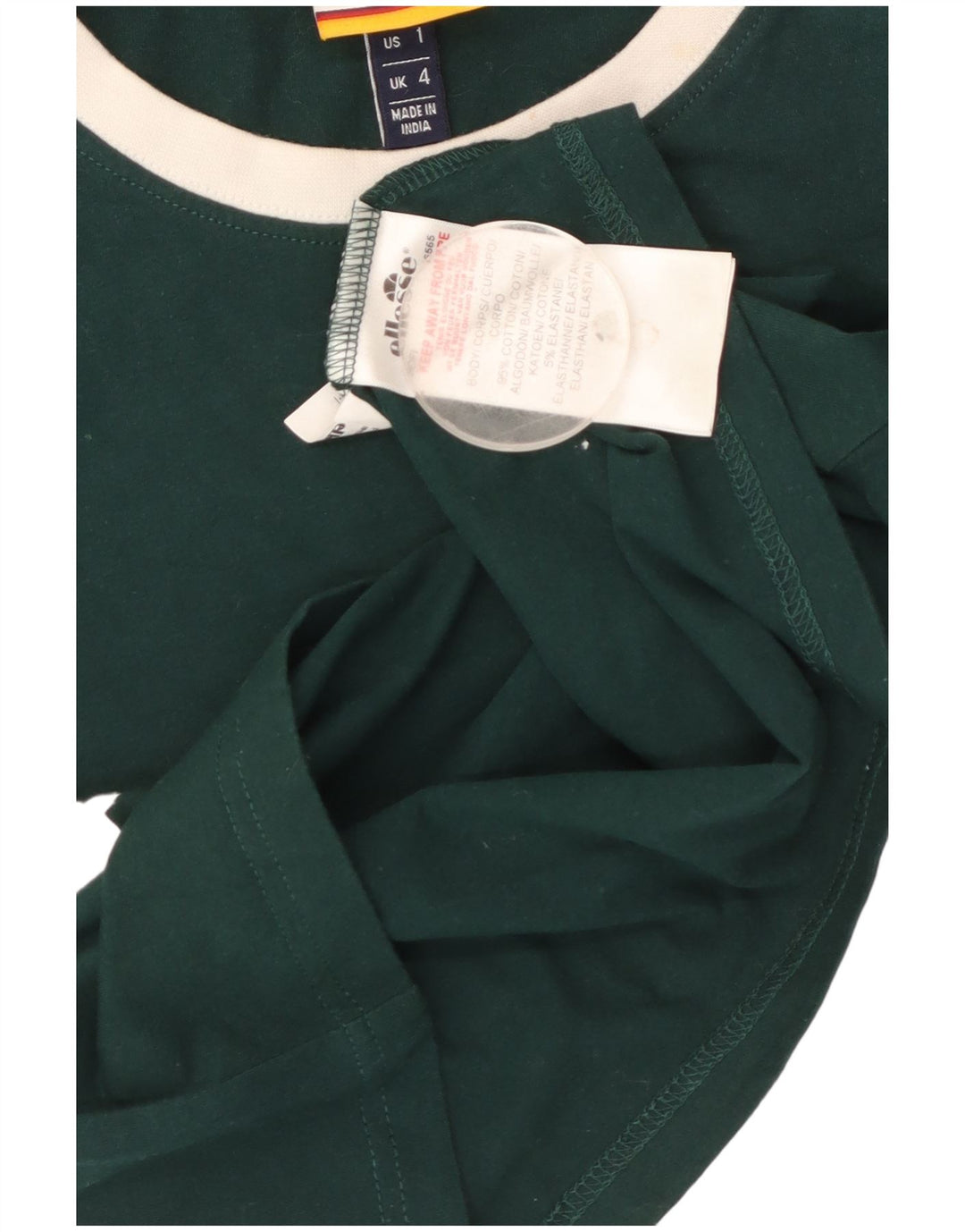 ELLESSE Damen Crop Graphic T-Shirt Top UK 4 XS Grüne Baumwolle