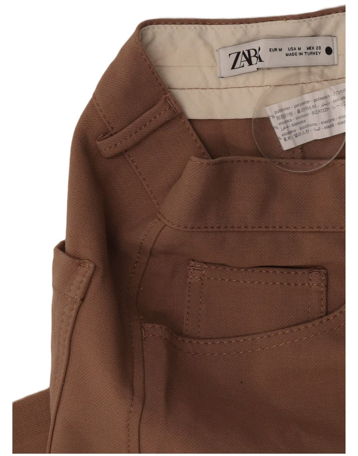 Zara Damen-Freizeithose mit weitem Bein, mittelgroß, W28, L30, braun, Polyester
