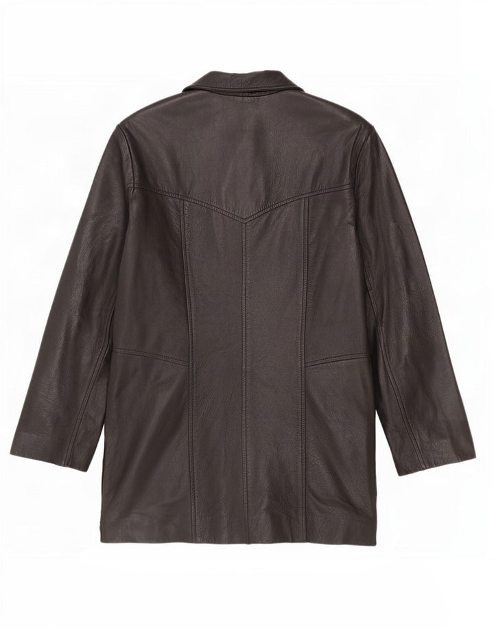 Heeli Damen-Blazer aus Leder mit 5 Knöpfen, Gr. 16, Schwarz