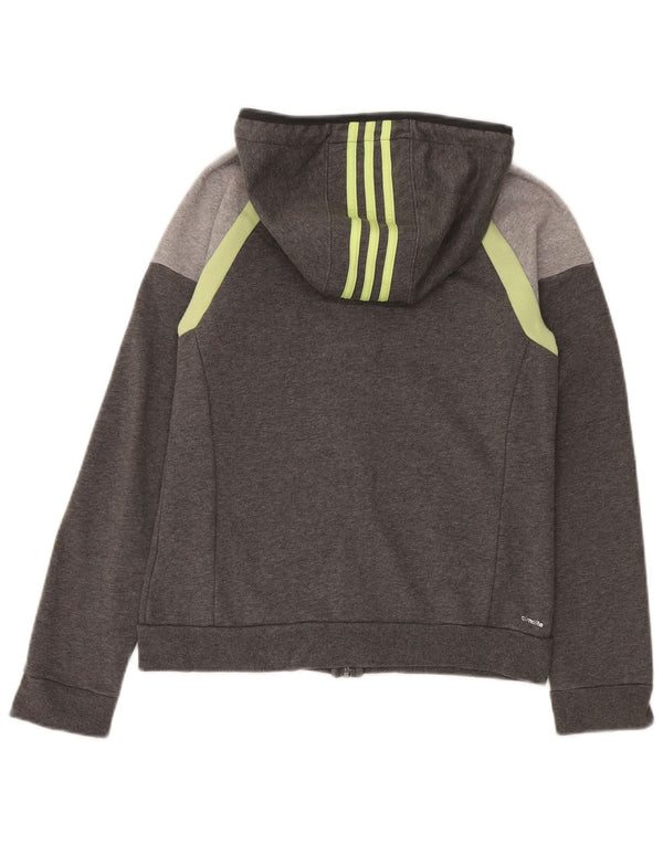 Adidas Womens Zip Hoodie Sweater UK 8/10 Small Grey Colourblock Cotton