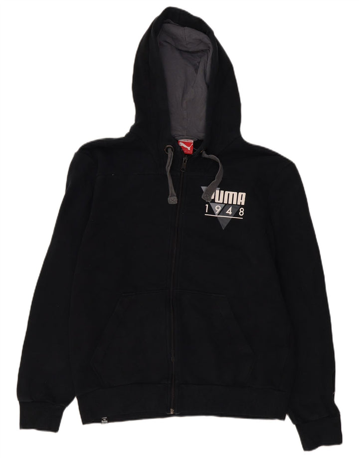 Puma Herren-Kapuzenpullover mit grafischem Reißverschluss, mittelschwarz, Baumwolle