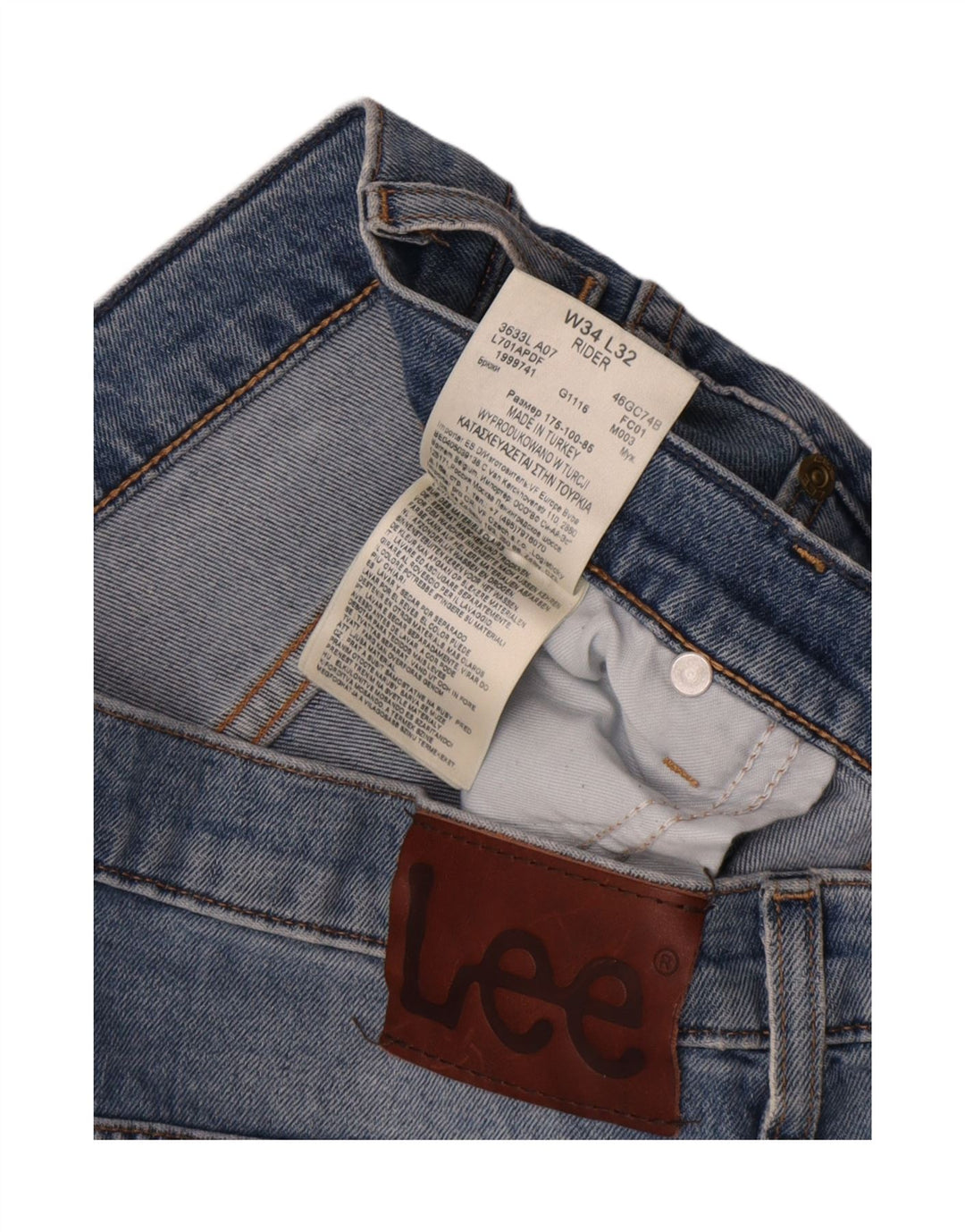 Lee Herren Rider Straight Jeans W34 L28 Blaue Baumwolle