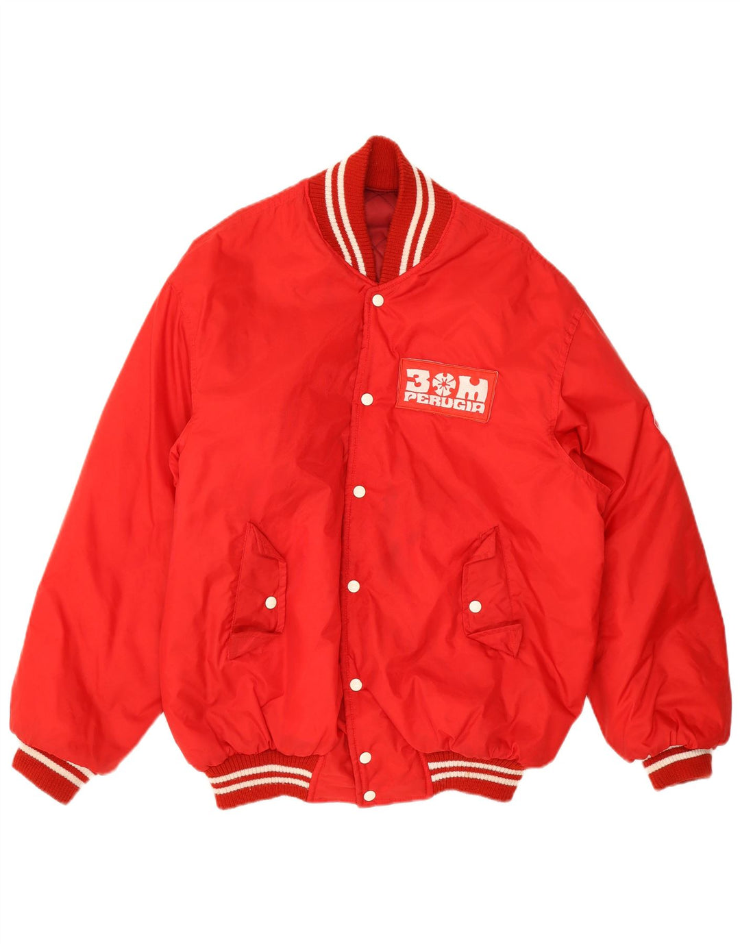 Vintage Herren Graphic Varsity Jacke UK 38 Mittelrotes Polyamid