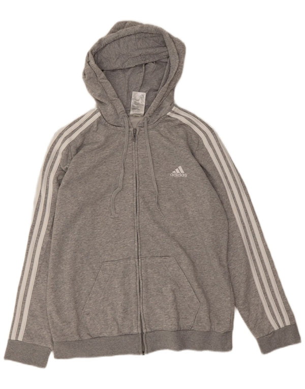 Adidas Damen Zip Hoodie Pullover UK 16/18 Große graue Baumwolle