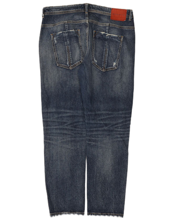Zara Damen Distressed Slim Jeans EU 40 Medium W30 L28 Blaue Baumwolle
