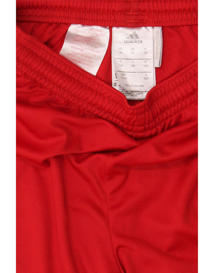 ADIDAS Boys Climalite Sport Shorts 9-10 Years Medium Red Polyester