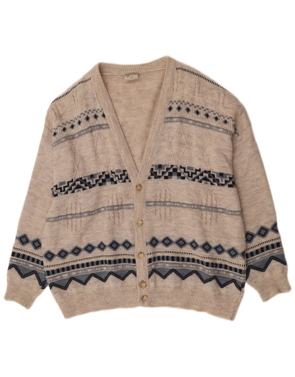 Angelo Litrico Herren Strickjacke 3XL Beige Geometrisches Acryl