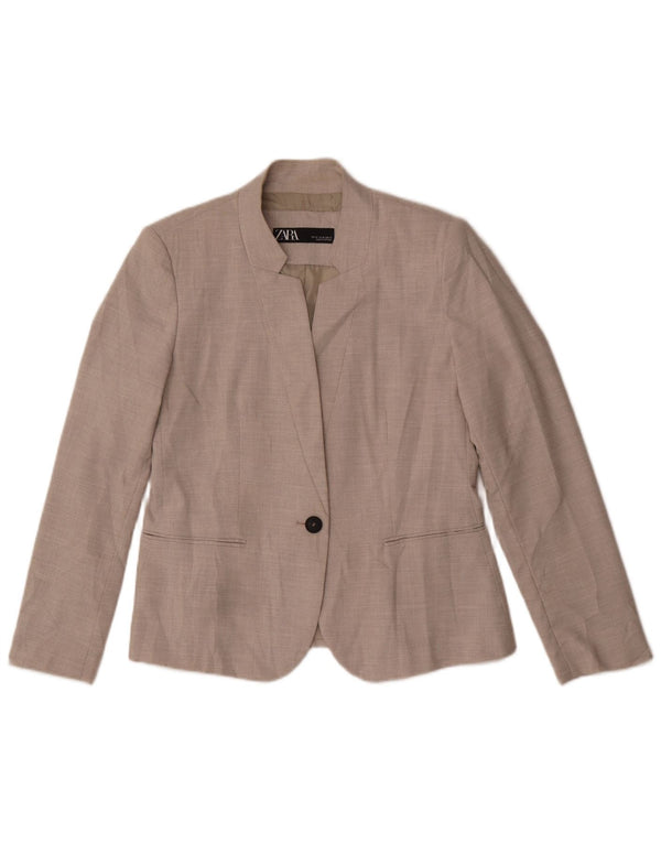 Zara Womens 1 Button Blazer Jacket EU 42 Large Grey