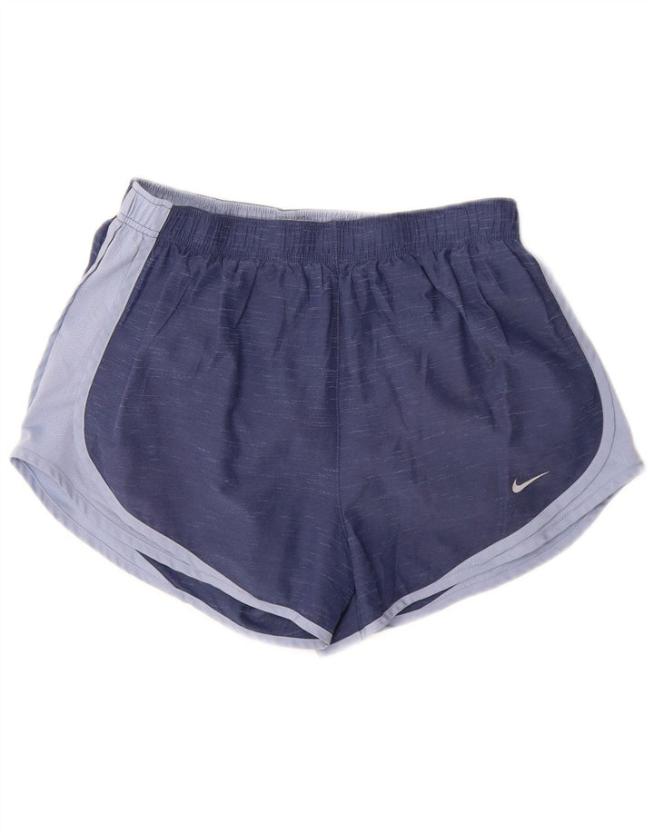 Nike Damen Dri Fit Sportshorts UK 16 Large Blue Colourblock Polyester