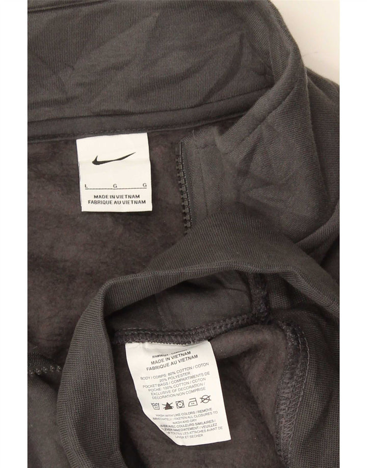 Nike Herren-Sweatshirt mit Reißverschluss am Hals, groß, aus grauer Baumwolle