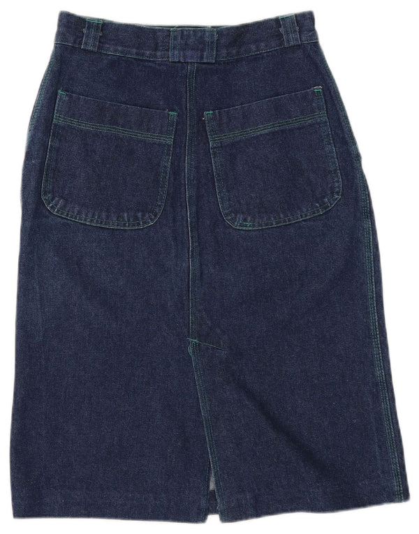 GREEN LEAVES Damen Jeansrock IT 44 Medium W26 Blaue Baumwolle