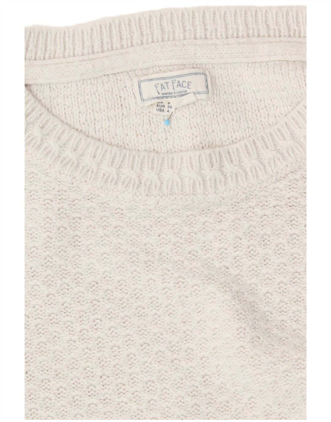 Fat Face Damen-Pullover mit U-Boot-Ausschnitt, Gr. 8, Größe S, weiße Viskose