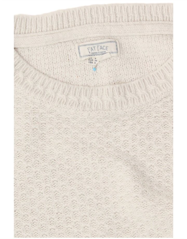 Fat Face Damen-Pullover mit U-Boot-Ausschnitt, Gr. 8, Größe S, weiße Viskose